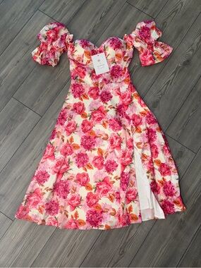 Alamour The Label Pink Floral Midi Dress XS